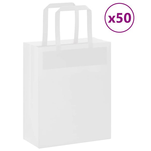 vidaXL Sacs en papier 50 pcs avec poign&eacute;es blanc 18x8x22 cm