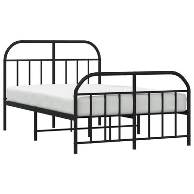 vidaXL Cadre de lit métal sans matelas avec pied de lit noir 120x200cm