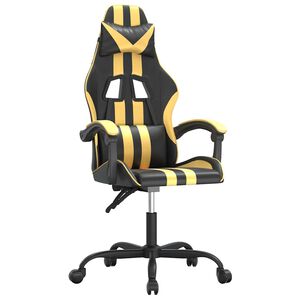 vidaXL Chaise de jeu pivotante Noir et dor&eacute; Similicuir