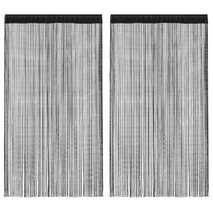 vidaXL Rideau en fils 2 pcs 140 x 250 cm Noir