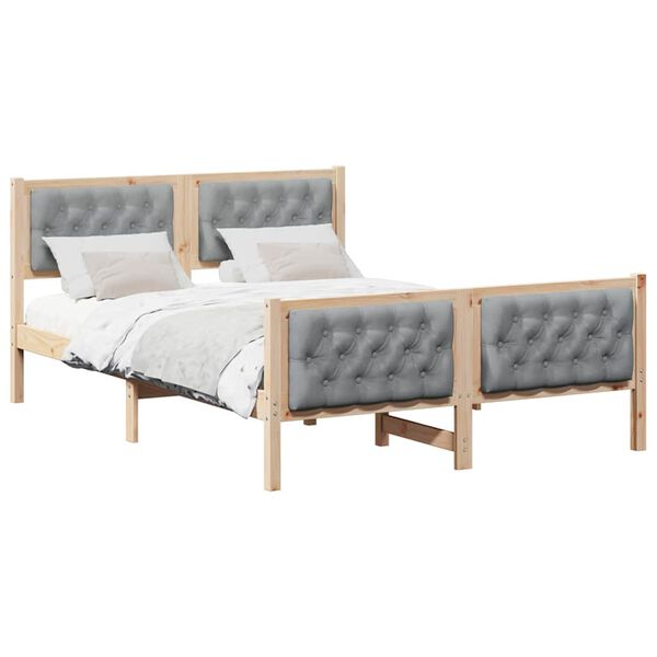 vidaXL Cadre de lit Gris clair 150 x 200 cm Pin massif
