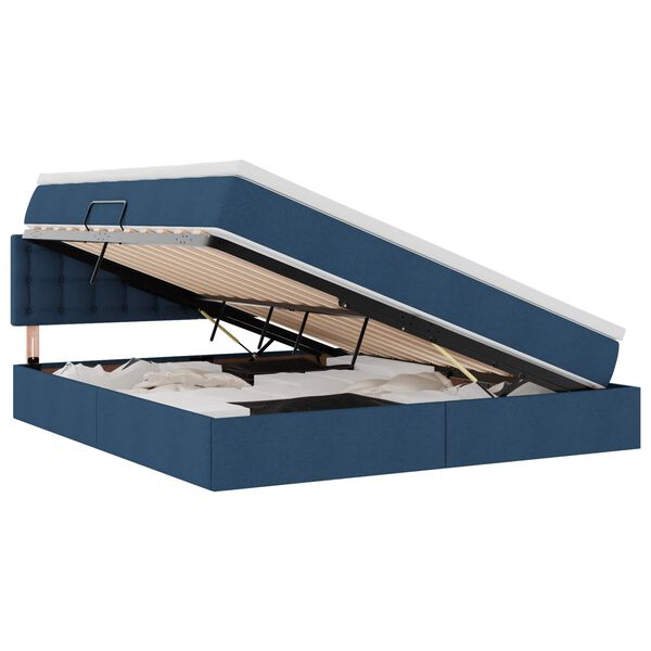 vidaXL Lit avec rangement et LED avec matelas Bleu 180 x 200 cm tissu
