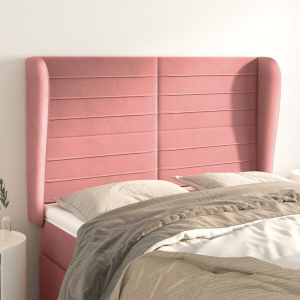 vidaXL T&ecirc;te de lit avec oreilles Rose 147x23x118/128 cm Velours