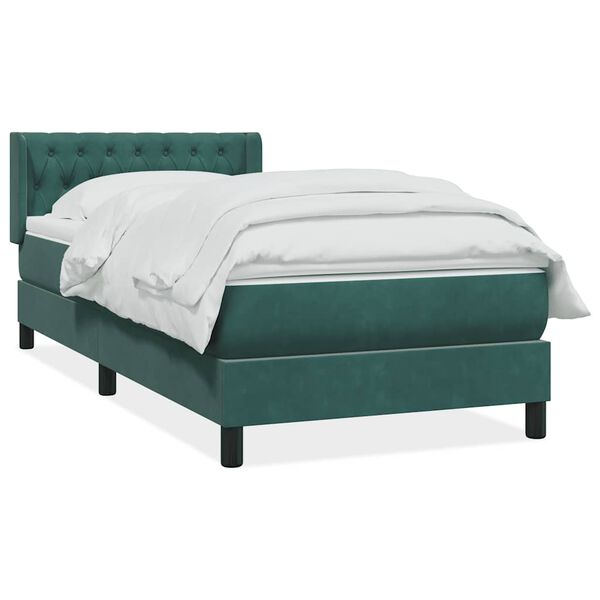 vidaXL Sommier &agrave; lattes de lit et matelas vert fonc&eacute; 100x210cm velours