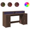 vidaXL Bureau et lumi&egrave;res LED ch&ecirc;ne marron bois d'ing&eacute;nierie