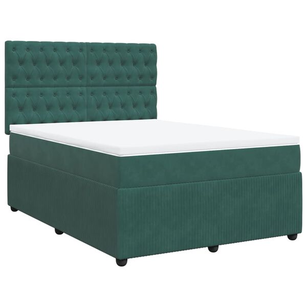 vidaXL Sommier &agrave; lattes de lit et matelas Vert fonc&eacute; 160x200cm Velours