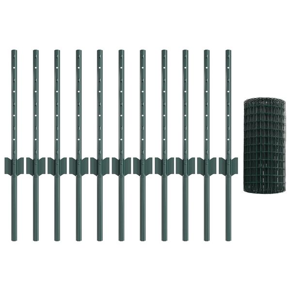 vidaXL Cl&ocirc;ture avec poteau Vert 0,4 x 25 m Acier et PVC