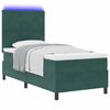 vidaXL Lit &agrave; ressort LED avec matelas Vert fonc&eacute; 90 x 200 cm tissu