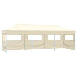 vidaXL Tente de r&eacute;ception pliable escamotable avec 5 parois 3x9m cr&egrave;me