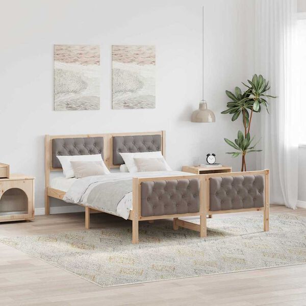 vidaXL Cadre de lit avec tête de lit Taupe 150 x 200 cm Pin massif