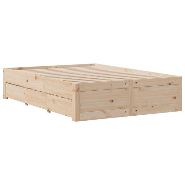 vidaXL Cadre de lit sans matelas avec tiroirs 150x200 cm bois de pin