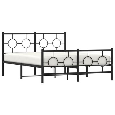 vidaXL Cadre de lit métal sans matelas avec pied de lit noir 140x200cm