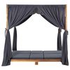 vidaXL Chaise longue double avec rideaux et coussins Bois d'acacia