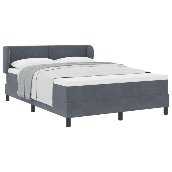vidaXL Lit &agrave; ressorts avec matelas Gris fonc&eacute; 140 x 200 cm Velours