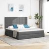 vidaXL Lit de Rangement Gris fonc&eacute; 200 x 200 cm Cuir synth&eacute;tique