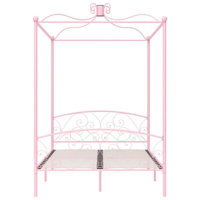 vidaXL Cadre de lit à baldaquin sans matelas rose métal 140x200 cm