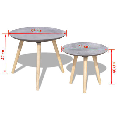 vidaXL Table basse 2 pcs 55 cm et 44 cm Gris cement