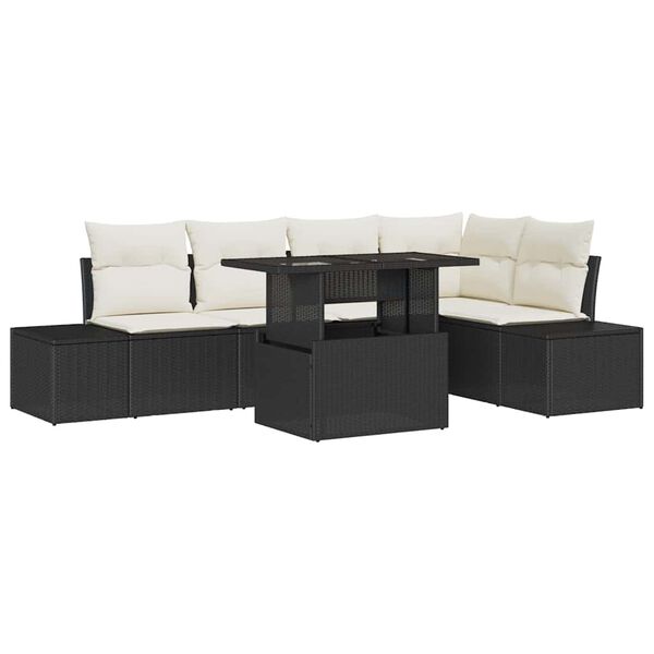 vidaXL Ensemble de canap&eacute; de jardin avec coussin 6 pcs Noir Poly rotin
