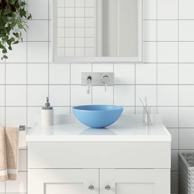 vidaXL Lavabo de salle de bain Céramique Bleu clair Rond