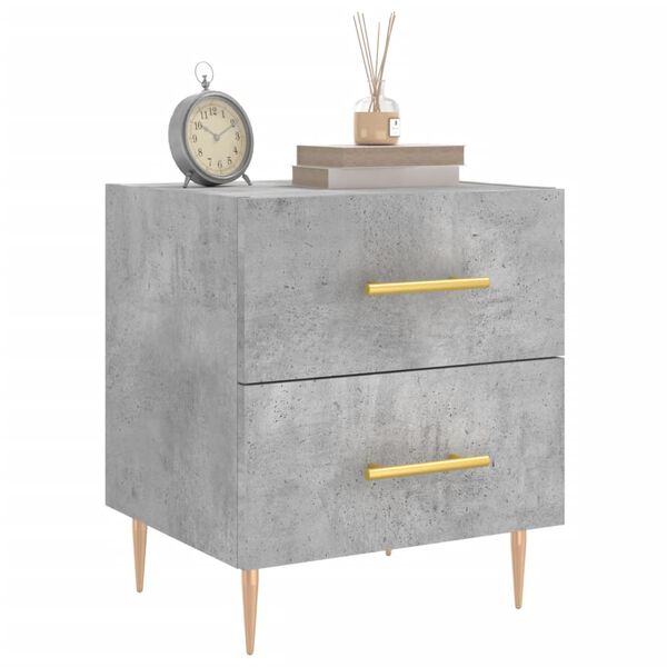 vidaXL Table de chevet gris b&eacute;ton 40x35x47,5 cm bois d&rsquo;ing&eacute;nierie