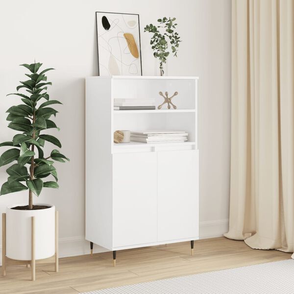 vidaXL Buffet haut Blanc 60x36x110 cm Bois d'ing&eacute;nierie