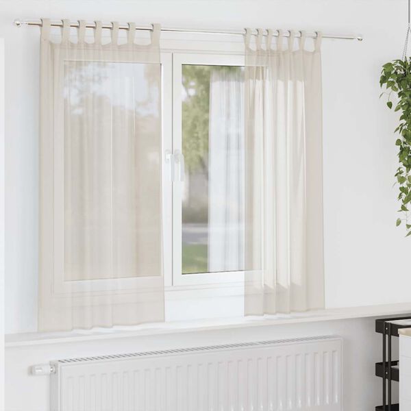 vidaXL Rideaux en voile avec passants 2 pcs cr&egrave;me