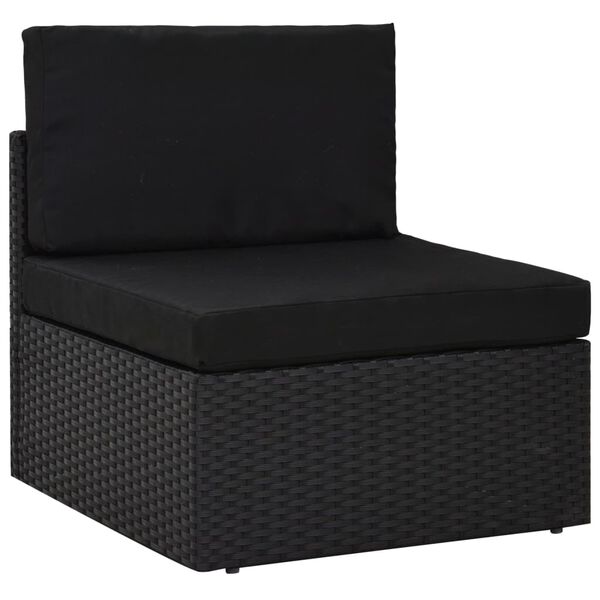 vidaXL Salon de jardin 14 pcs avec coussins Noir Résine tressée