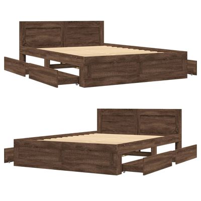 vidaXL Cadre de lit et tête de lit sans matelas chêne marron 120x190cm