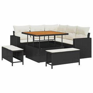 vidaXL Ensemble de canap&eacute; de jardin 8 pcs Noir polyrotin