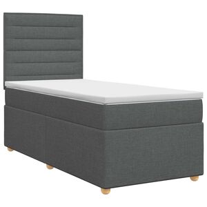 vidaXL Lit boxspring avec matelas Gris fonc&eacute; Simple Tissu