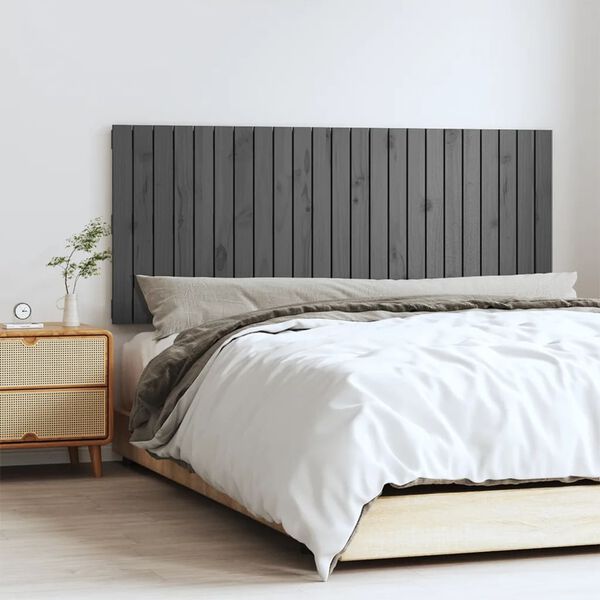 vidaXL T&ecirc;te de lit murale Gris 147x3x60 cm Bois massif de pin