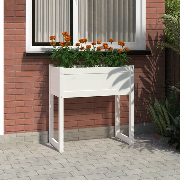 vidaXL Jardini&egrave;re Blanc 78x40x81 cm Bois massif de pin