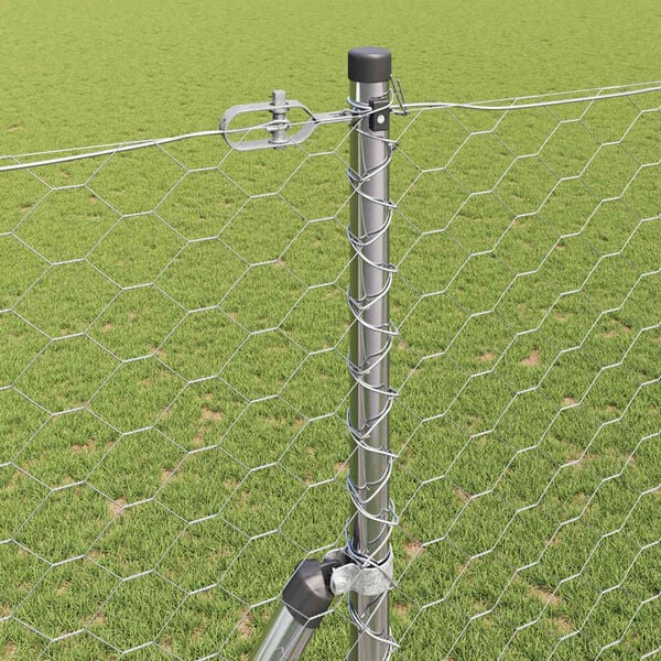 vidaXL Poteau de cl&ocirc;ture. Argent&eacute; 25 x 1,6 m (maille de 50 mm) Acier