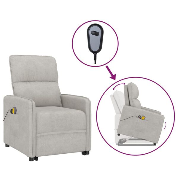 vidaXL Fauteuil de massage Gris clair Tissu microfibre