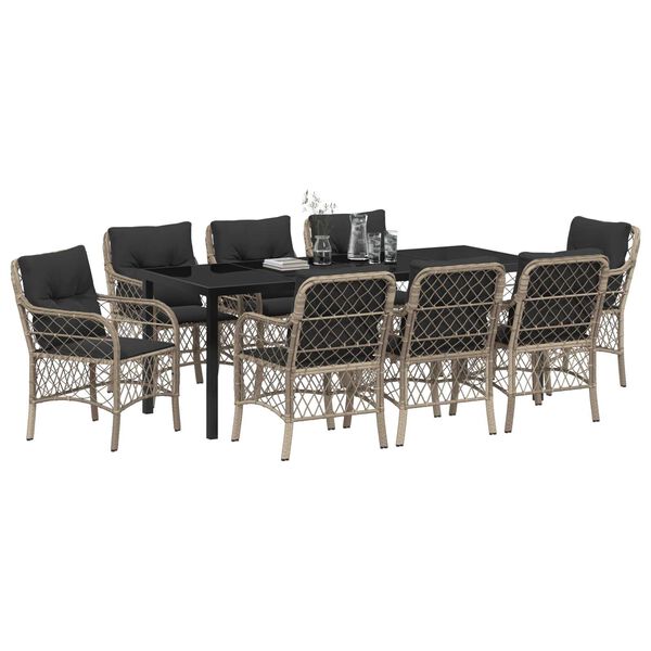 vidaXL Ensemble de salle &agrave; manger pour jardin 9 pcs Gris clair