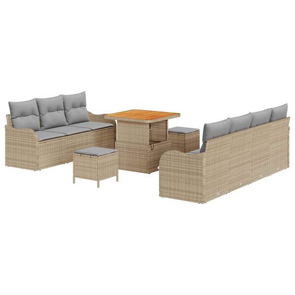 vidaXL Ensemble de canap&eacute; de jardin 10 pcs Beige et Gris clair