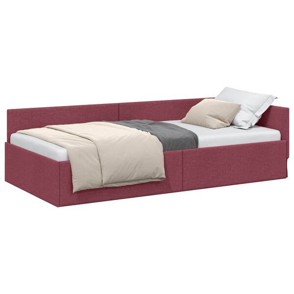 vidaXL Cadre de lit d'angle Bordeaux 80 cm x 200 cm Velours