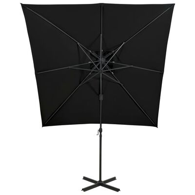 vidaXL Parasol de jardin en porte-à-faux à double toit 250x250 cm noir