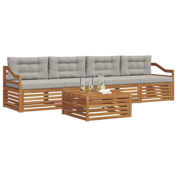 vidaXL Ensemble de canap&eacute;s d'ext&eacute;rieur 5 pcs Gris Naturel et Clair