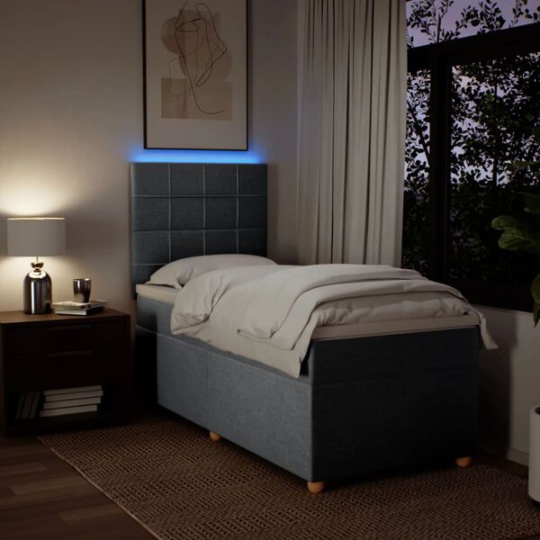 vidaXL Sommier &agrave; lattes de lit avec matelas Gris clair 90x200 cm Tissu