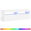 vidaXL Meuble TV avec lumi&egrave;res LED blanc brillant 120x35x40 cm