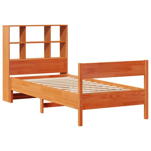 vidaXL Lit biblioth&egrave;que sans matelas cire marron 90x200 cm pin massif