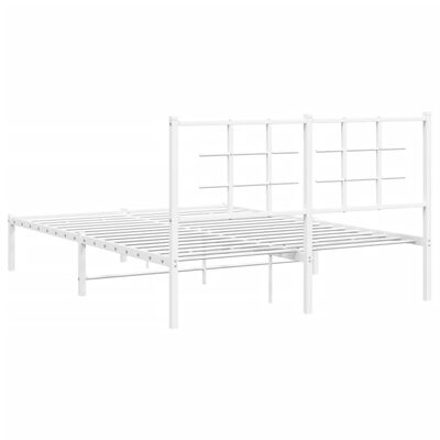 vidaXL Cadre de lit métal sans matelas et tête de lit blanc 135x190 cm