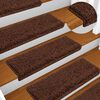 vidaXL Tapis d'escalier 10 pièces 65 x 21 x 4 cm Marron Bord rectangulaire