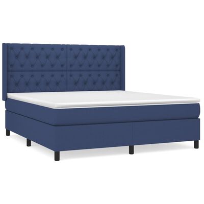 vidaXL Sommier à lattes de lit avec matelas Bleu 160x200 cm Tissu