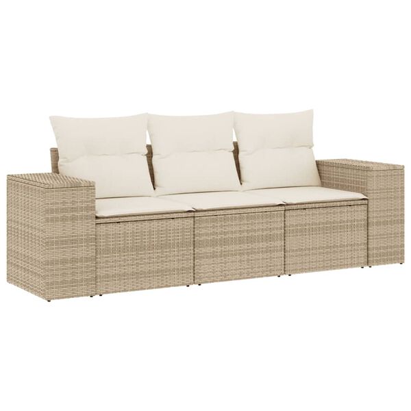 vidaXL Salon de jardin avec coussins 3 pcs beige r&eacute;sine tress&eacute;e