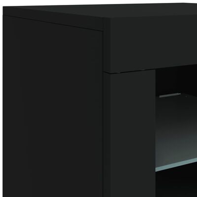 vidaXL Armoire latérale avec lumières LED noir bois d'ingénierie