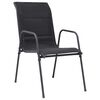 vidaXL Chaises empilables de jardin lot de 2 Acier et textil&egrave;ne Noir