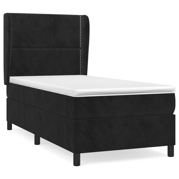 vidaXL Sommier &agrave; lattes de lit et matelas Noir 80x200 cm Velours