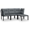 vidaXL Salon de jardin 4 pcs noir et gris r&eacute;sine tress&eacute;e